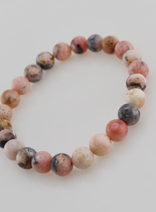 Bracciale in Pietra Naturale di Opale Rosa 8mm (pic 4)