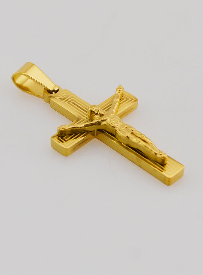 Ciondolo Croce in Ottone Dorato 28mm (pic 3)
