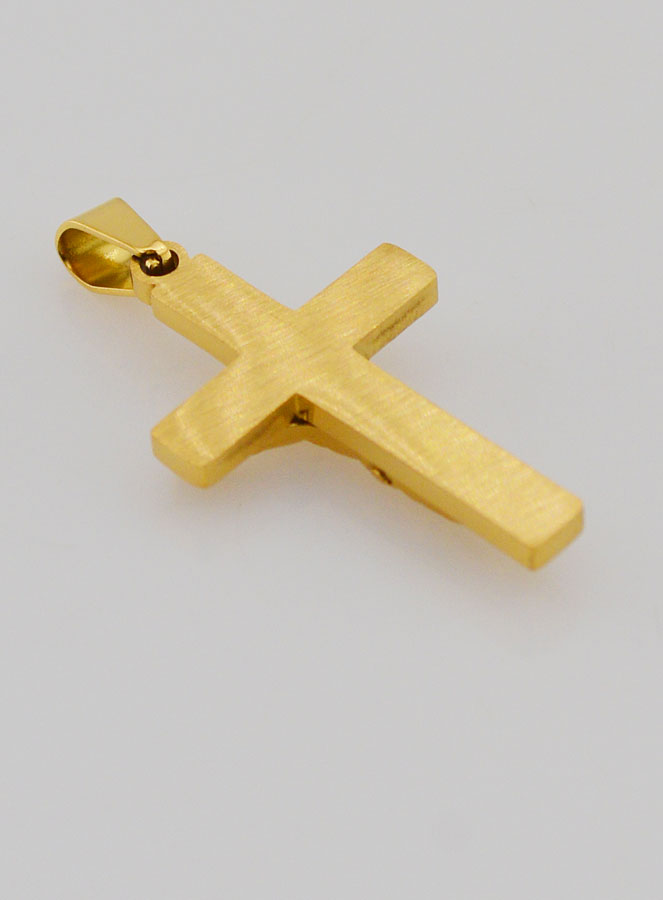 Ciondolo Croce in Ottone Dorato 28mm (pic 4)