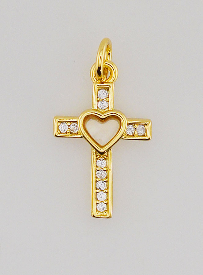 Ciondolo Croce & Cuore in Ottone - 15m (pic 1)