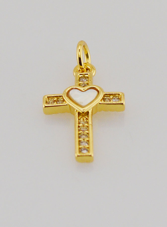 Ciondolo Croce & Cuore in Ottone - 15m (pic 2)
