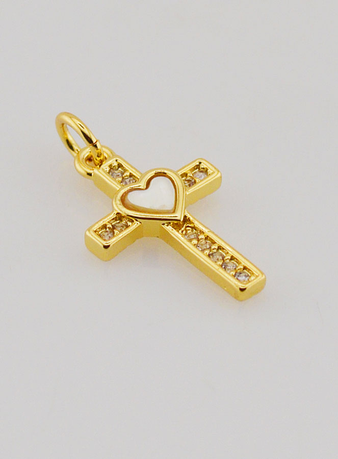 Ciondolo Croce & Cuore in Ottone - 15m (pic 3)