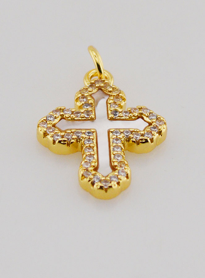 Ciondolo Croce Ortodossa Strass & Nacre - 17mm (pic 2)