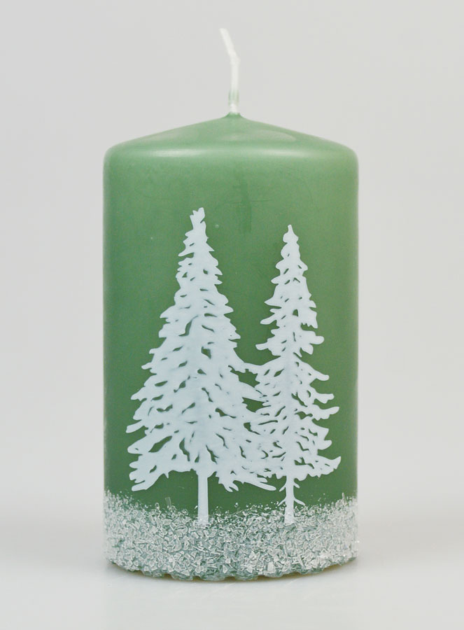 Candela di Natale Alberi Innevati - Verde (pic 1)