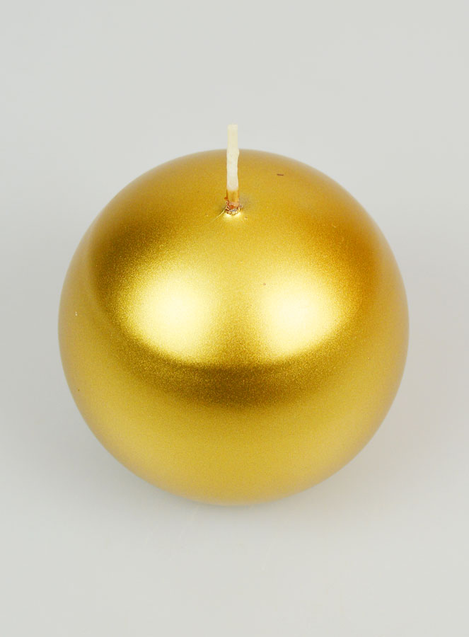 Candela Sfera di Natale Dorata - 8cm (pic 2)
