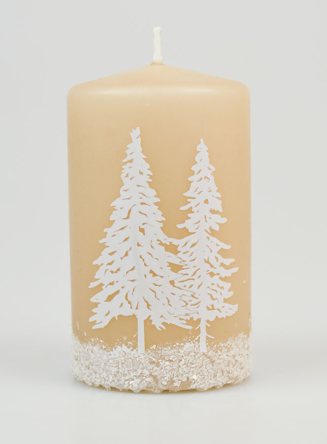 Candela di Natale Alberi Innevati - Cappuccino (pic 1)