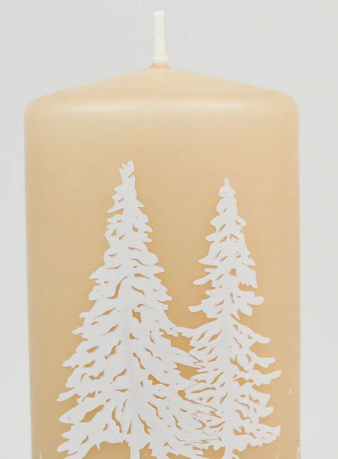 Candela di Natale Alberi Innevati - Cappuccino (pic 3)