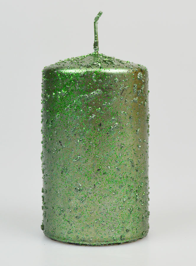 Candela Decorativa Glitterata - Verde (pic 1)