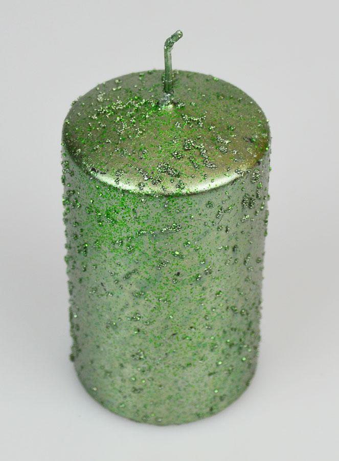 Candela Decorativa Glitterata - Verde (pic 2)