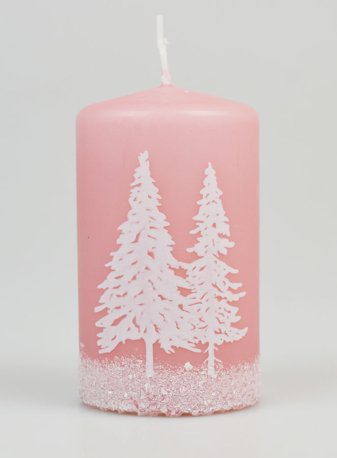 Candela di Natale Alberi Innevati - Rosa Cipria (pic 1)