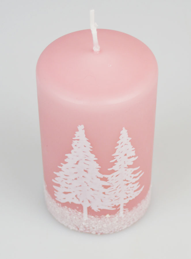 Candela di Natale Alberi Innevati - Rosa Cipria (pic 2)