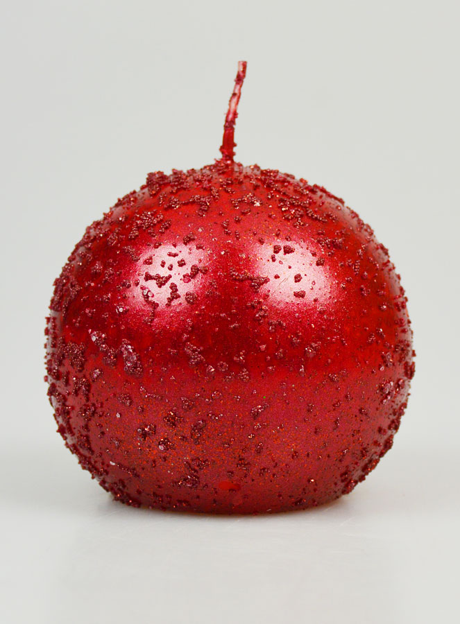 Candela Sfera di Natale con Glitter 8cm - Rubino (pic 1)