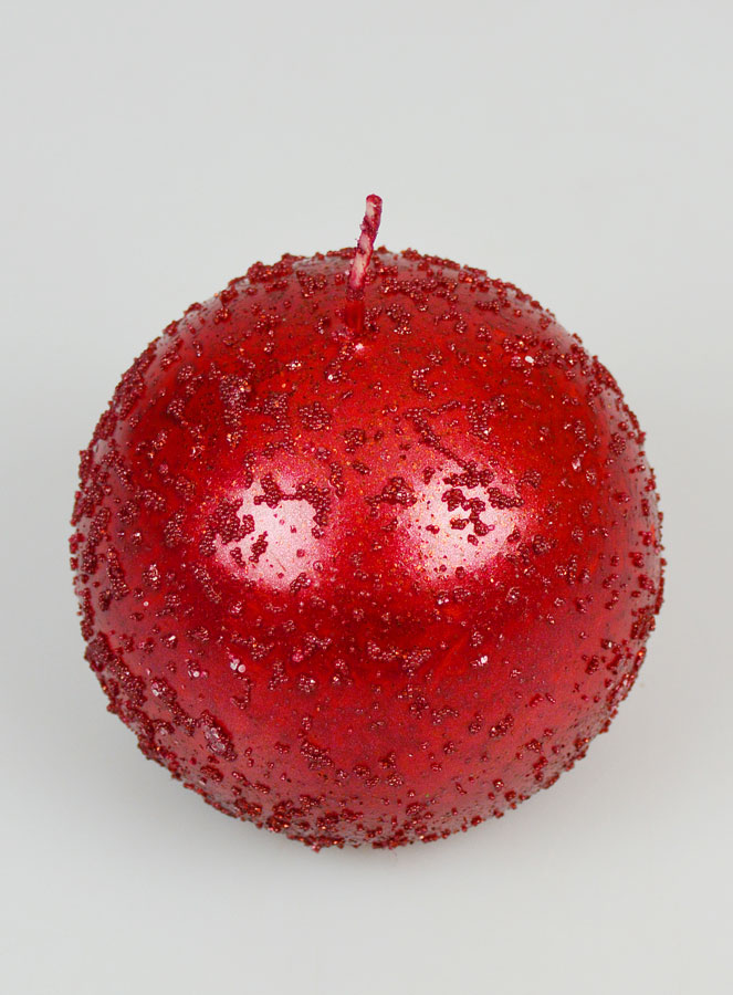 Candela Sfera di Natale con Glitter 8cm - Rubino (pic 2)