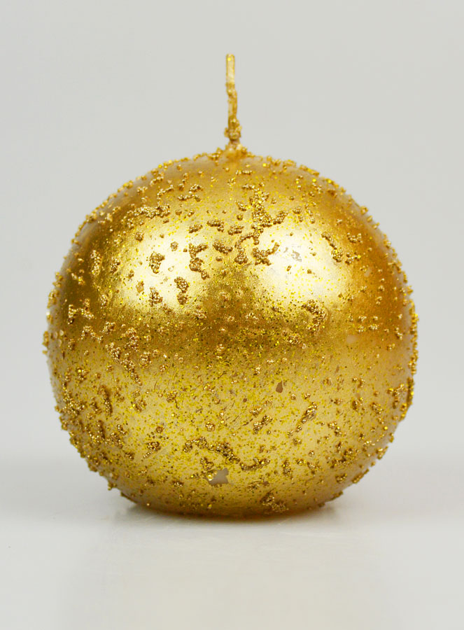 Candela Decorativa Sfera Glitterata 8cm - Oro Antico (pic 1)