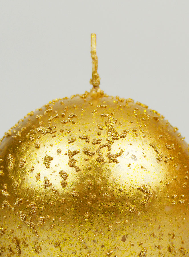 Candela Sfera di Natale con Glitter 8cm - Or Antico (pic 3)