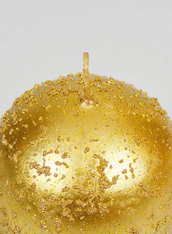 Candela Sfera di Natale con Glitter 8cm - Or Antico (pic 4)