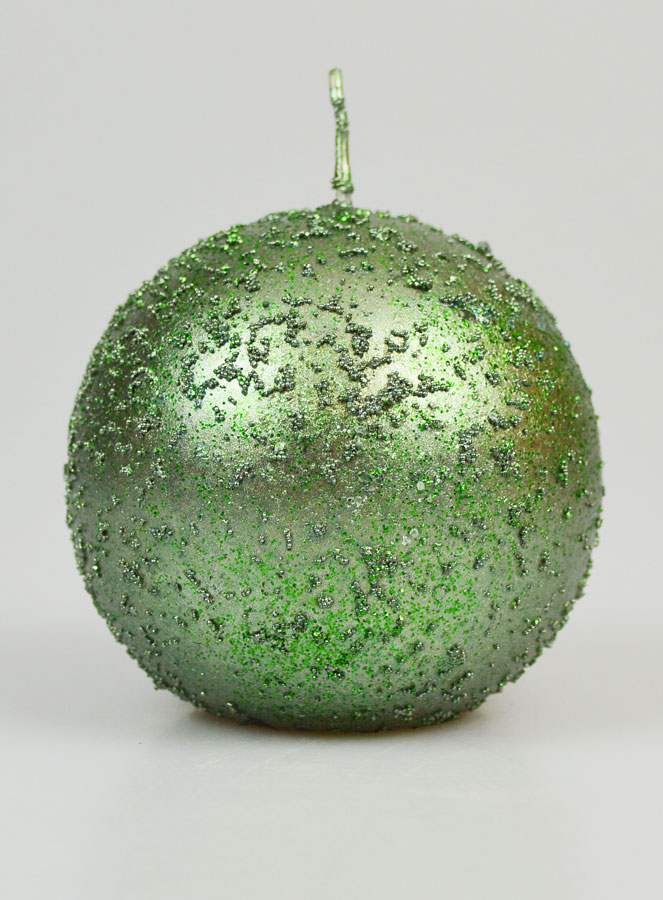 Candela Sfera di Natale con Glitter 8cm - Verde (pic 1)