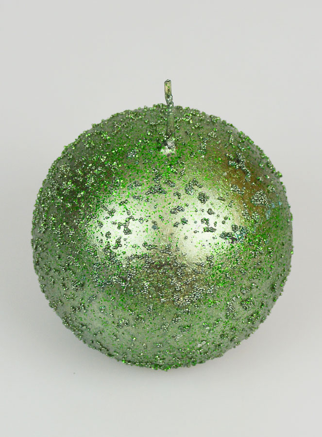 Candela Sfera di Natale con Glitter 8cm - Verde (pic 2)