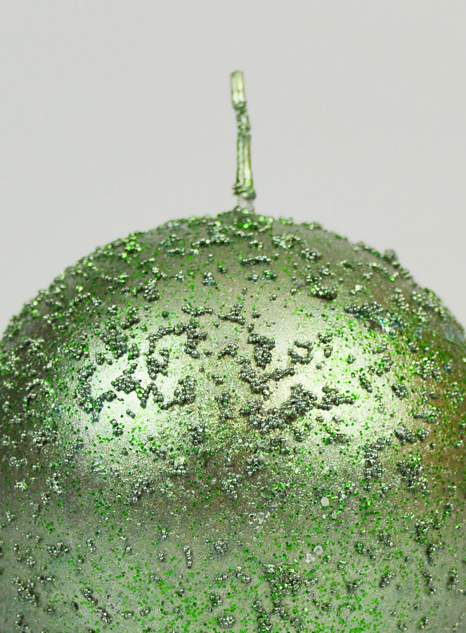 Candela Sfera di Natale con Glitter 8cm - Verde (pic 3)