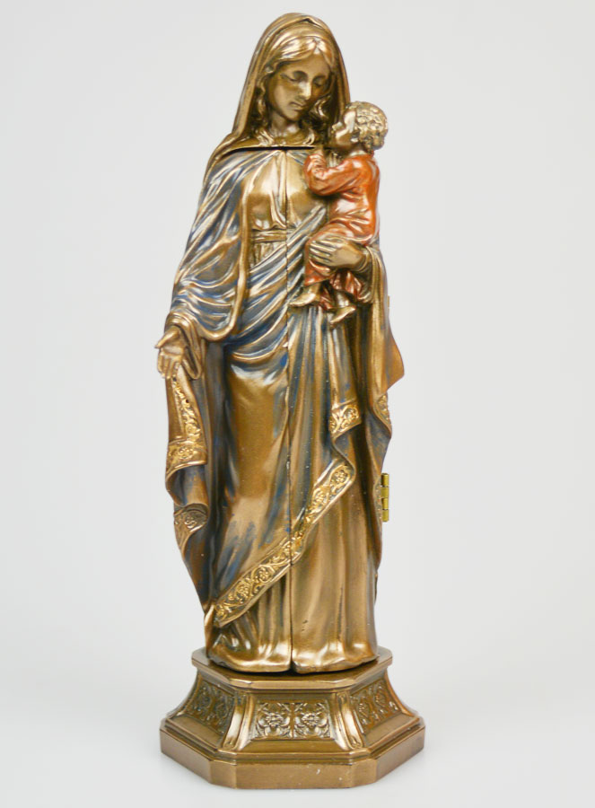 Statua Religiosa Trittico Madonna con Bambino in Bronzo - 20cm (pic 2)