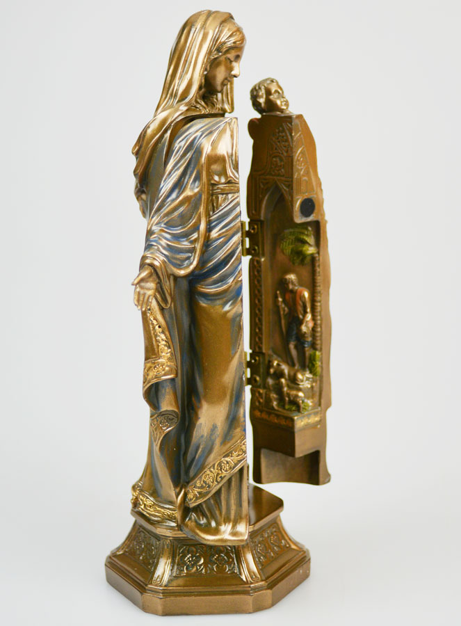 Statua Religiosa Trittico Madonna con Bambino in Bronzo - 20cm (pic 3)
