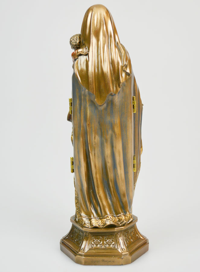 Statua Religiosa Trittico Madonna con Bambino in Bronzo - 20cm (pic 4)
