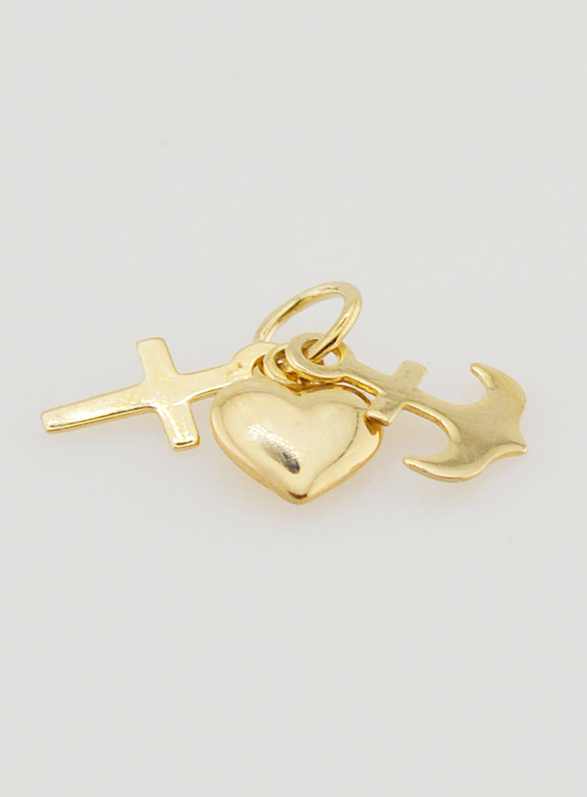 Pendente in Oro 9ct - Ancora Cuore e Croce 10mm (pic 2)