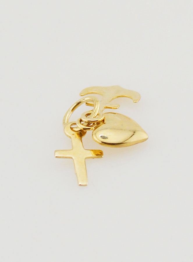 Pendente in Oro 9ct - Ancora Cuore e Croce 10mm (pic 3)