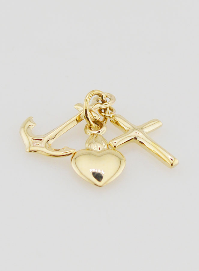 Pendente in Oro - Ancora Cuore e Croce 15mm (pic 2)