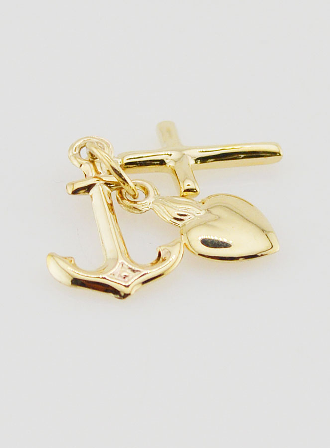 Pendente in Oro - Ancora Cuore e Croce 15mm (pic 3)