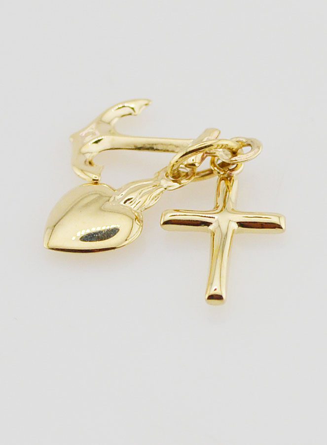 Pendente in Oro - Ancora Cuore e Croce 15mm (pic 4)