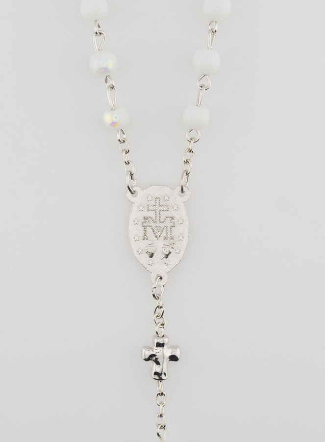 Rosario Medaglia Miracolosa e Perle Cromate - Bianco (pic 4)
