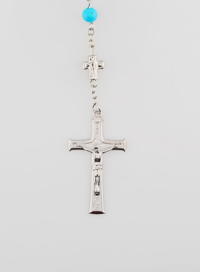 Rosario Medaglia Miracolosa e Perle Cromate - Turchesi (pic 3)