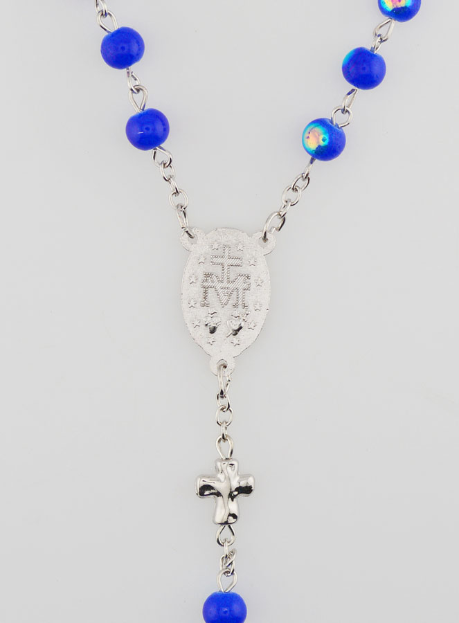 Rosario Medaglia Miracolosa e Perle Cromate - Blu Scuro (pic 4)