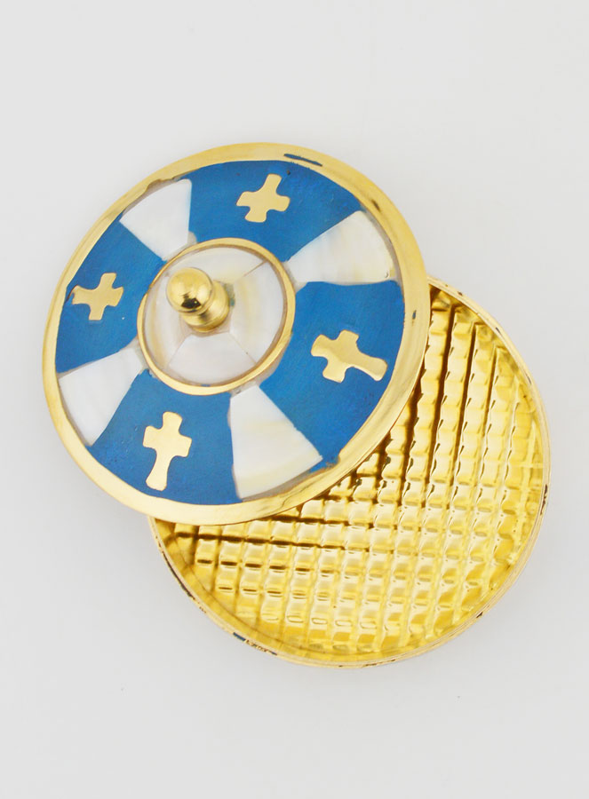 Scatola per Rosario Artigianale in Ottone e Madreperla - Blu (pic 4)