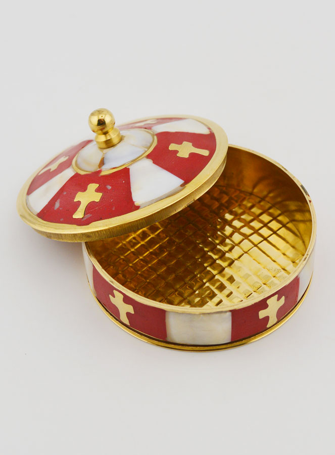 Scatola per Rosario Artigianale in Ottone e Madreperla - Rosso (pic 3)