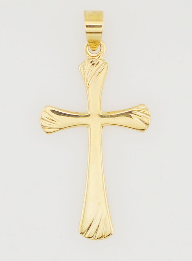 Ciondolo Croce Zigrinata 22mm - Oro 9ct (pic 1)