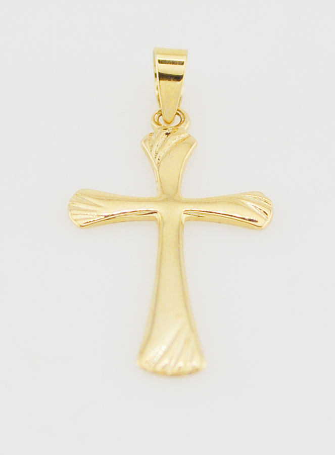 Ciondolo Croce Zigrinata 22mm - Oro 9ct (pic 2)