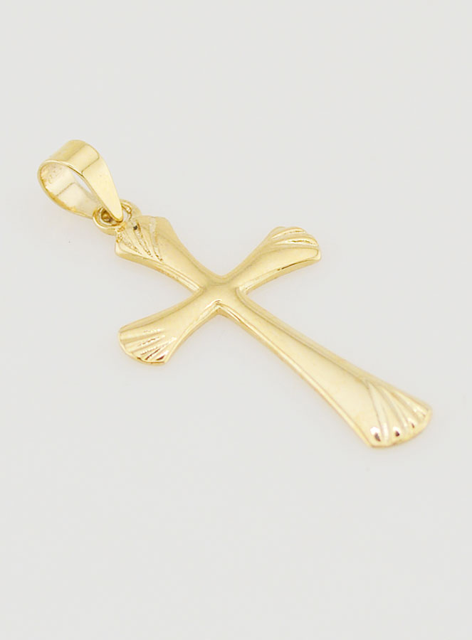 Ciondolo Croce Zigrinata 22mm - Oro 9ct (pic 3)