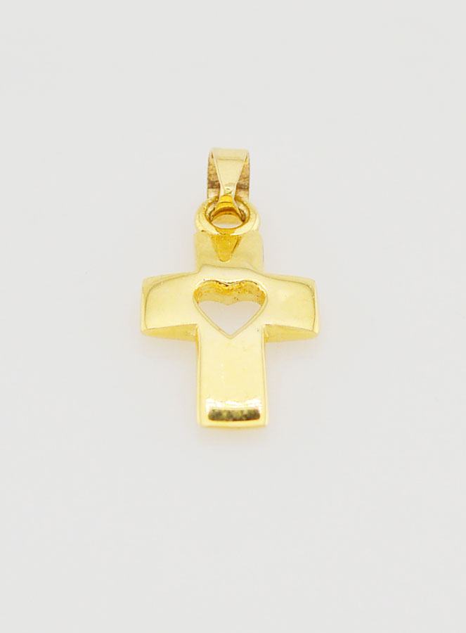 Ciondolo Croce e Cuore in Oro 9ct - 17mm (pic 2)