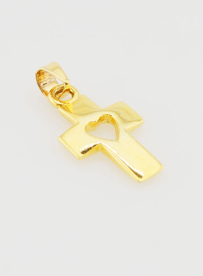 Ciondolo Croce e Cuore in Oro 9ct - 17mm (pic 3)