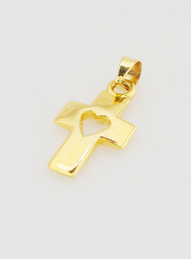 Ciondolo Croce e Cuore in Oro 9ct - 17mm (pic 4)
