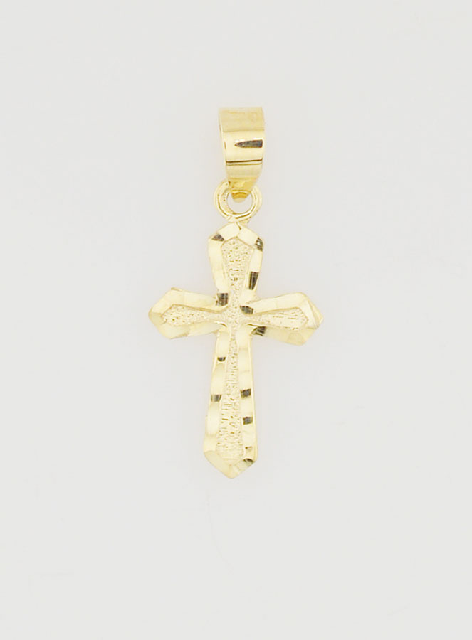 Ciondolo Croce Lavorata 15mm - Oro 9ct (pic 1)