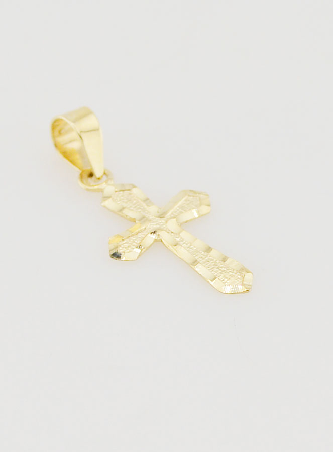 Ciondolo Croce Lavorata 15mm - Oro 9ct (pic 3)
