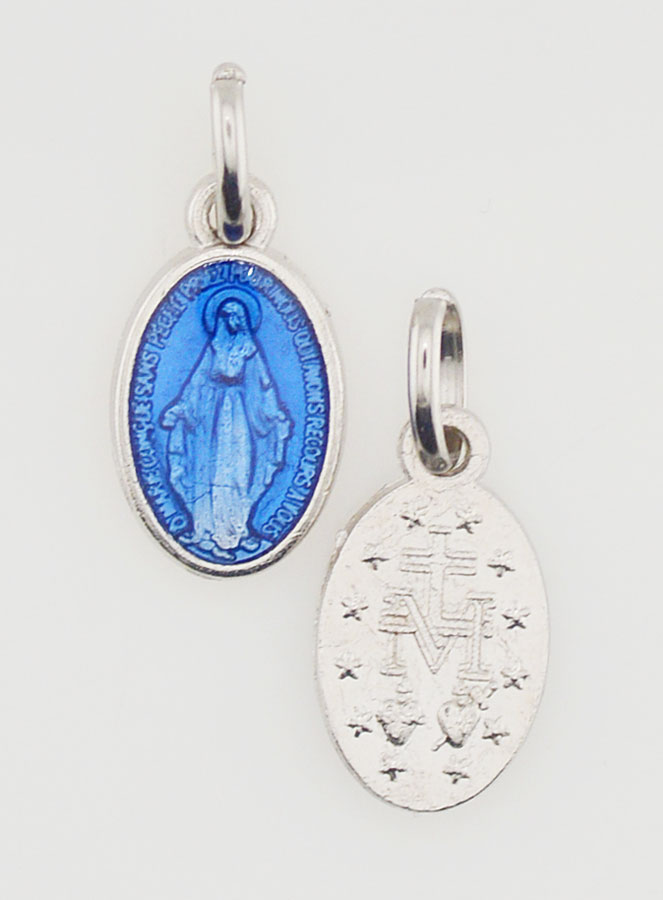 Palais Du Rosaire Medaglia Della Vergine Miracolosa In Metallo Smaltato Blu - Medaglia Religiosa Cristiana Con Croce, Oggetto Di Devozione