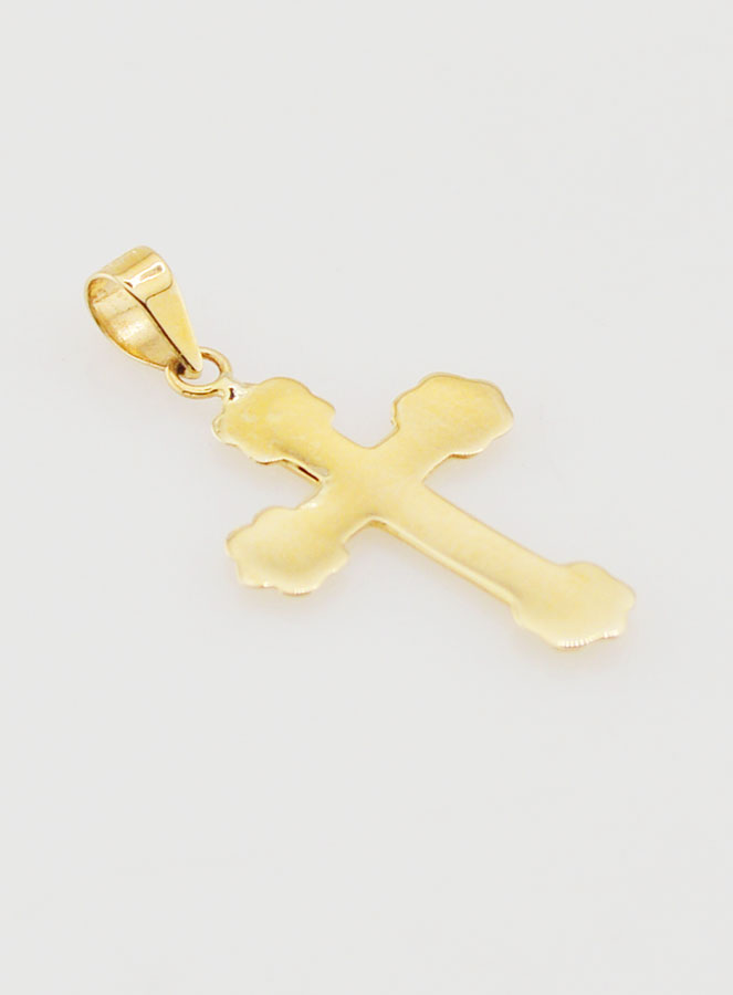 Ciondolo Croce Barocca Lavorata 20mm - Oro 9ct (pic 3)