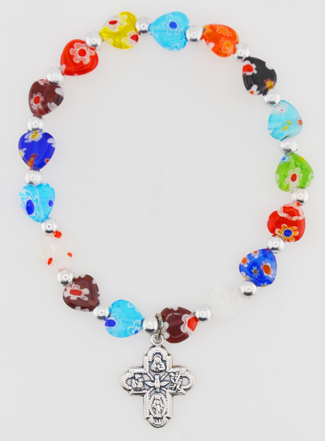Bracciale Religioso con Croce - Grani a Cuore (pic 1)