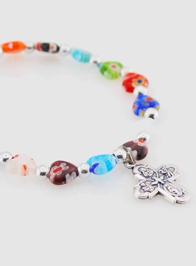Bracciale Religioso con Croce - Grani a Cuore (pic 3)