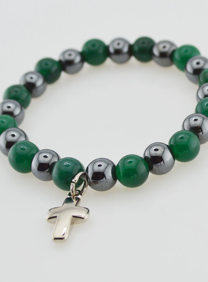 Bracciale con Croce - Agata Verde ed Ematite (pic 4)