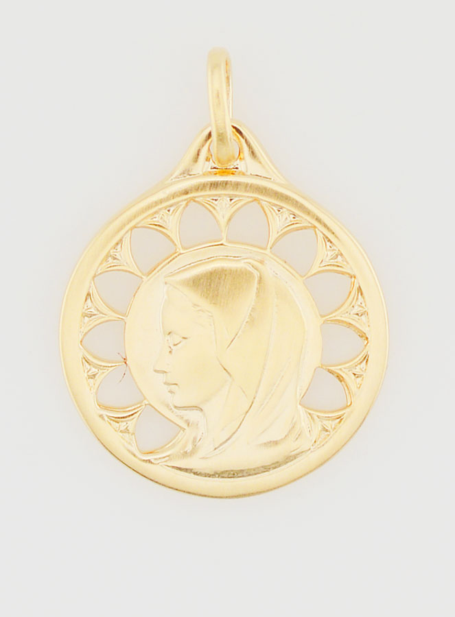 Medaglia Vergine Maria Traforata in Oro Placcato - 20mm (pic 1)